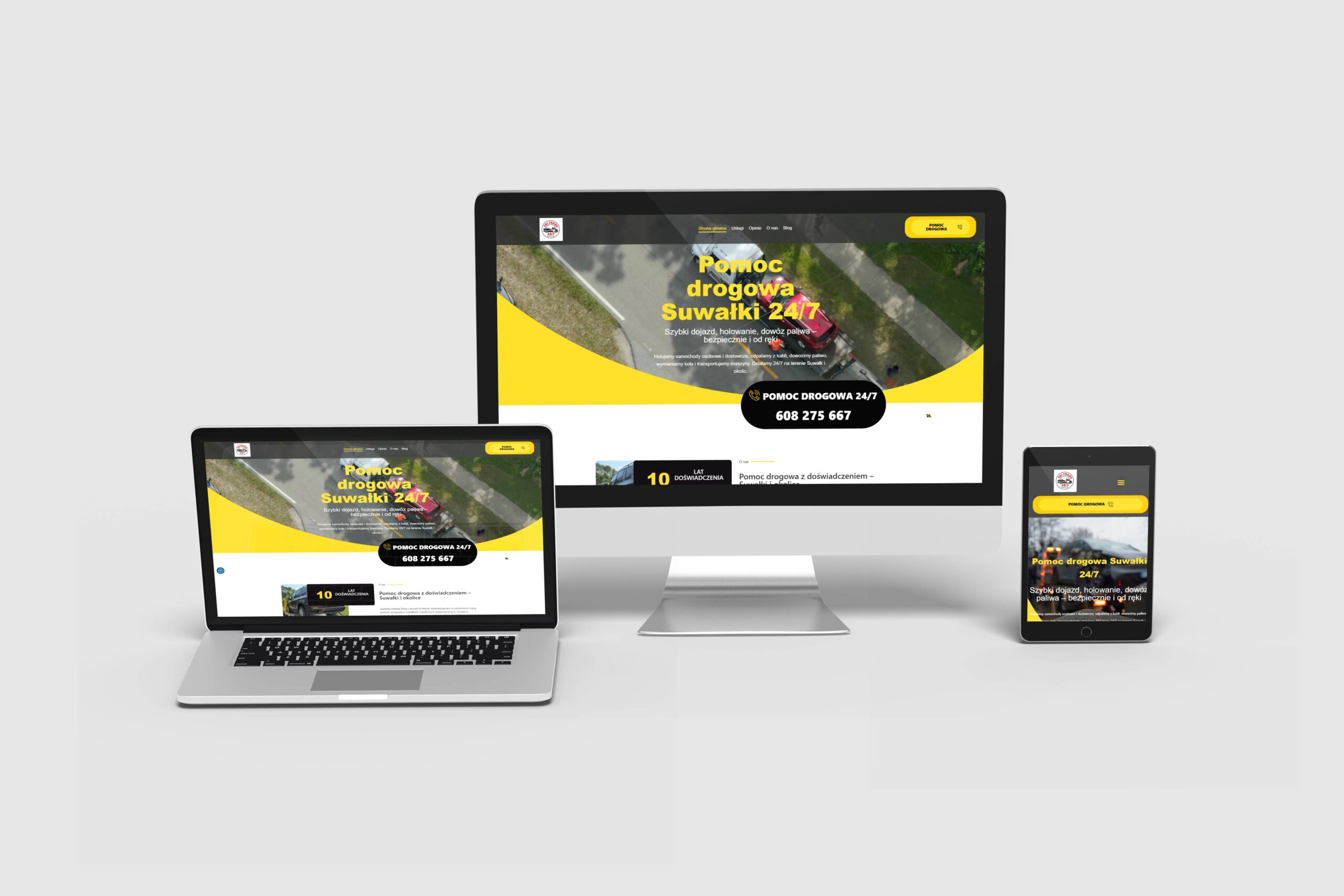 Pomoc Drogowa Suwałki - responsywny design na wszystkich urządzeniach