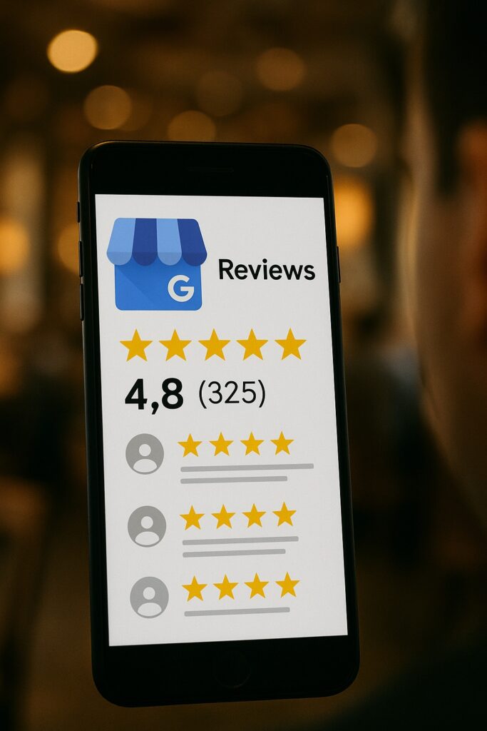 Porównanie widoczności wizytówki Google z opiniami i bez nich