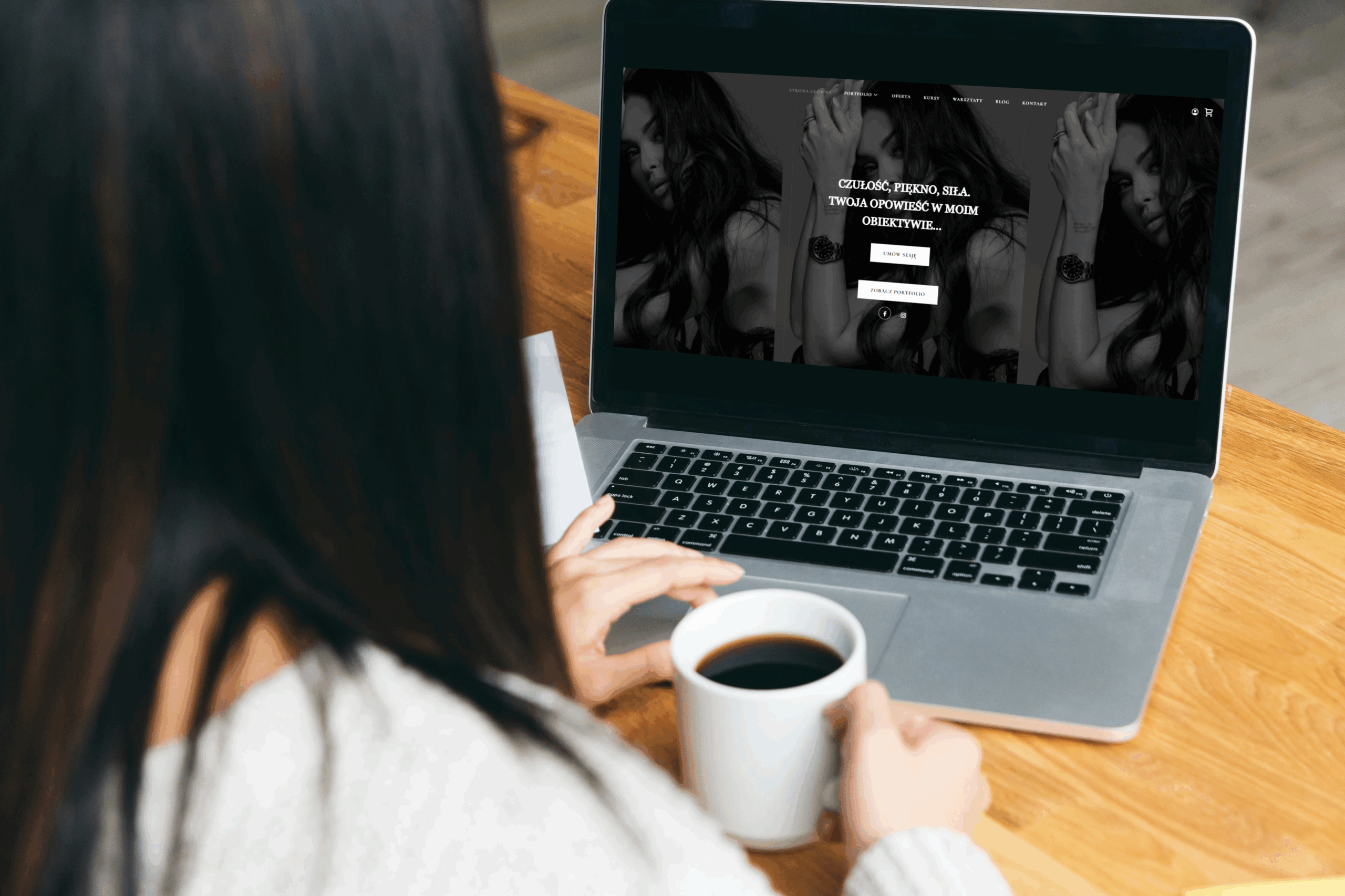 Mockup responsywnej strony Paulina Stanula Fotografia na różnych urządzeniach - tablet, laptop, telefon