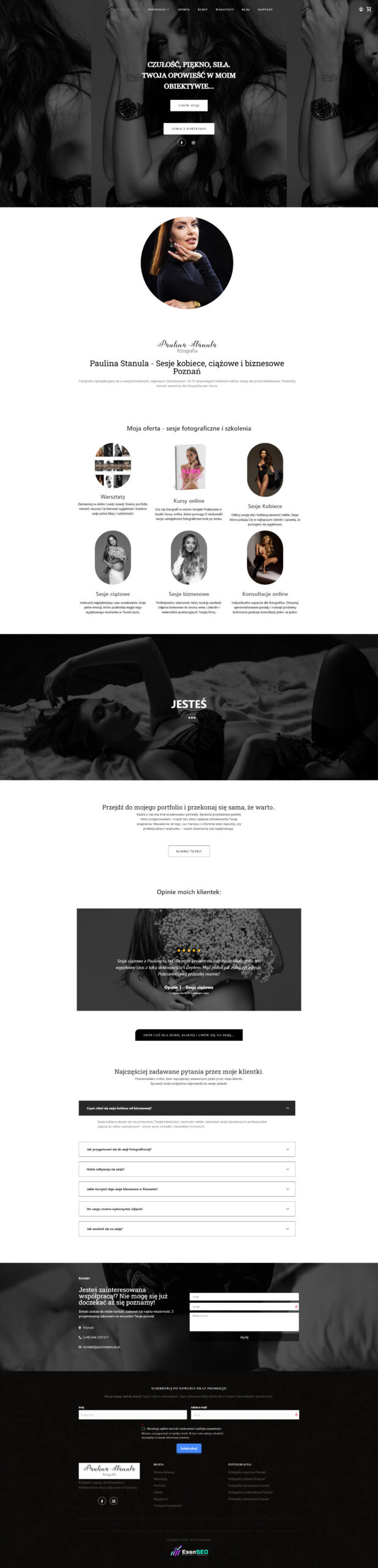 Strona internetowa fotografki kobiecej Paulina Stanula - nowoczesny design z galerią portfolio i formularzami kontaktowymi