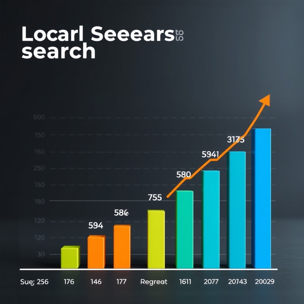 Wykres słupkowy pokazuje rosnące liczby dla lokalnych wyników wyszukiwania.