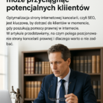 Prawnik pracujący przy biurku w kancelarii nad optymalizacją SEO strony kancelarii