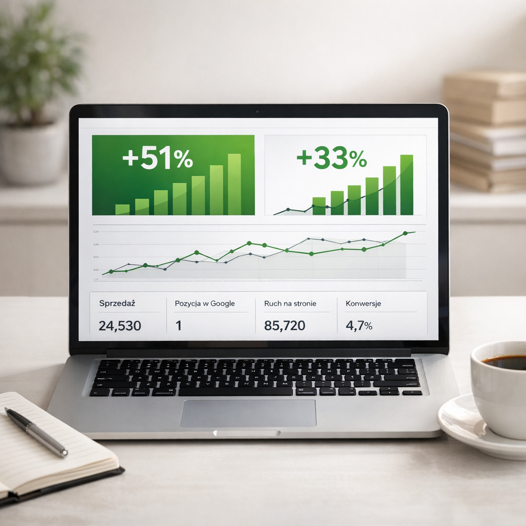 Professional business photography. 45-year-old Polish SEO consultant advising a 38-year-old hotel owner over printed reports at a meeting table. Friendly guidance gesture, burgundy and navy accents, bright modern conference room, daylight from a large window. NOT cartoon, NOT illustration