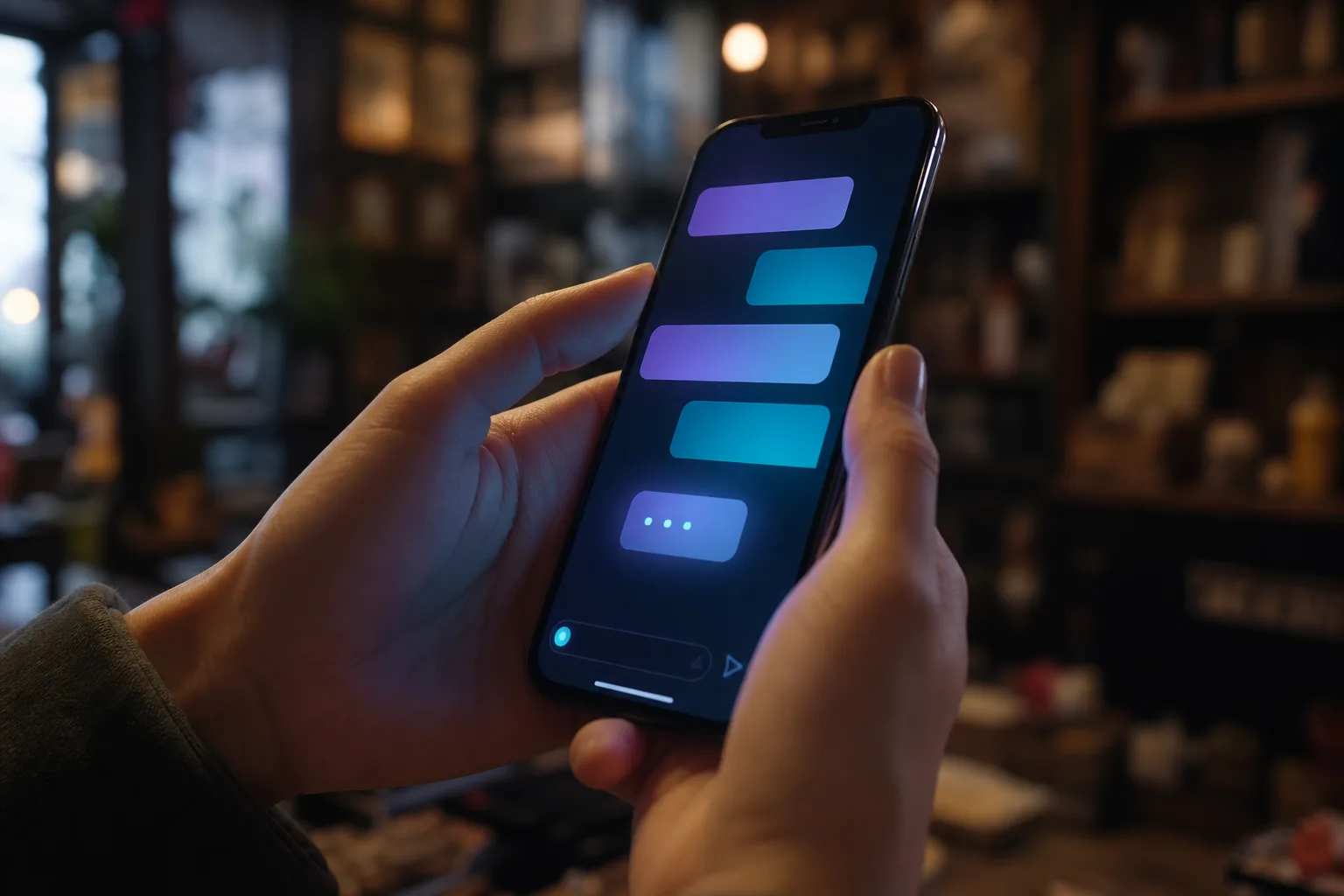 Test widoczności firmy w AI — rozmowa z czatem AI na telefonie