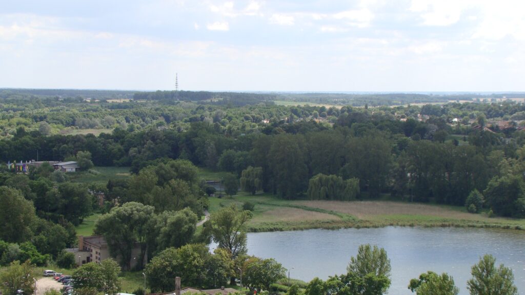 Gniezno — jezioro Jelonek i zabudowa miasta