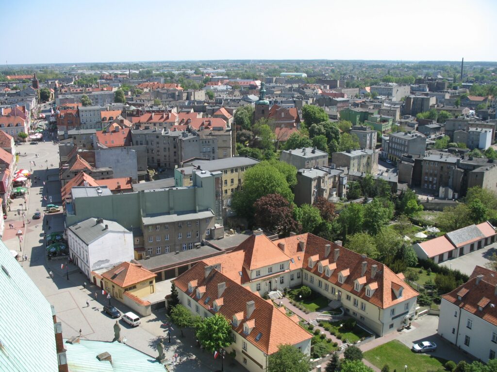Gniezno — widok z góry na centrum miasta